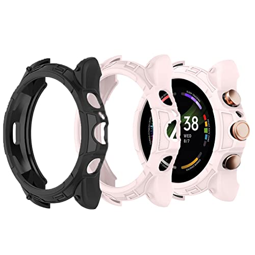 Onetuo Schutzhülle kompatibel Für Fossil Damen gen 6 Smartwatch 42mm, Ultra dünn TPU Schutz Hülle für Fossil gen 6 42mm Smartwatch (Schwarz+rosa) von Onetuo