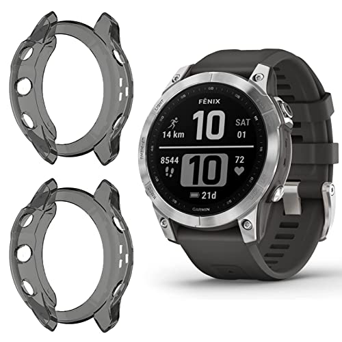 Onetuo Schutzhülle kompatibel Für Garmin Fenix 7 Series, All-Around Case Ultra dünn TPU Schutz Hülle für Garmin Fenix 7 / Fenix 7X / Fenix 7S (Fenix 7, Schwarz+Schwarz) von Onetuo