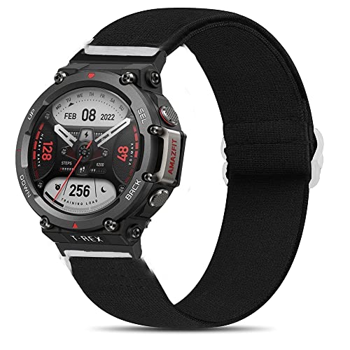 für Amazfit T-Rex 2 Smartwatch Armband, Onetuo Einstellbar Stoff Armbänder, Weich und Dehnbar Elastizität Ersatzband für Amazfit T-Rex 2 Smartwatch (Schwarz) von Onetuo
