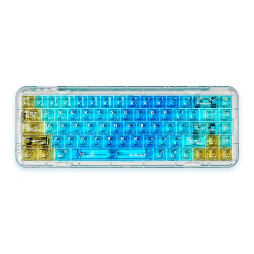 Onewin Klare Tastenkappen, transparent, 60, 65, 75, 100 %, Double Shot Shine Through Custom Key Caps, 171 Tasten-Set, ursprüngliche Höhe, geeignet für Cherry Gateron MX Switche Tastatur (Blue Coast) von Onewin