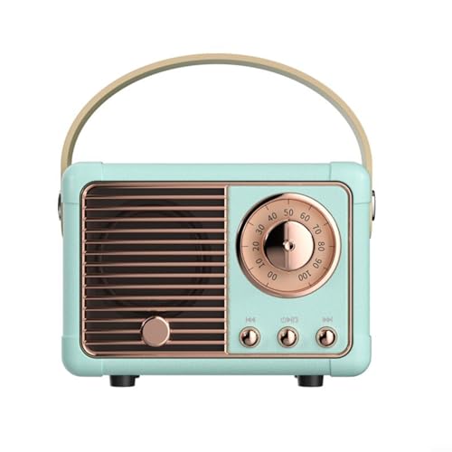 Kreativer Retro-Radio-Smart-Lautsprecher, tragbarer Mini-Subwoofer, Surround-High-Fidelity-Klangqualität, kabellose Verbindung, unterstützt TF-Karte (blau) von Oniissy