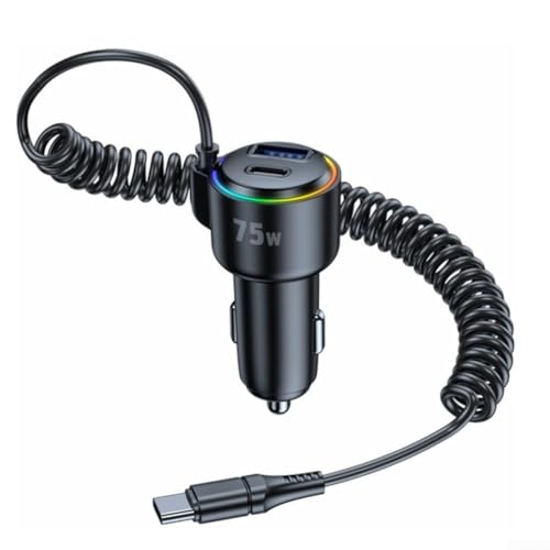 Oniissy 75W Schnellladegerät PD 3.0 Multi-Port USB C Adapter mit eingebautem Federkabel für Tablet, für effizientes Laden von Oniissy