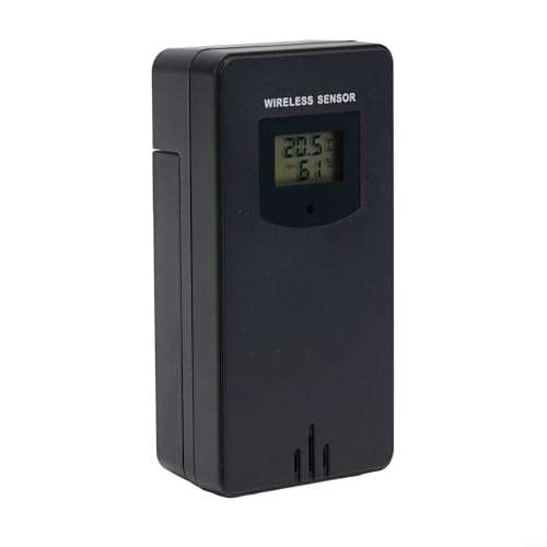 Oniissy Kabelloser Fernbedienungssensor, Thermosensor für FanJu Wetterstation 433 92 MHz RF-Sender, Außensensor, Innensender (Schwarz) von Oniissy