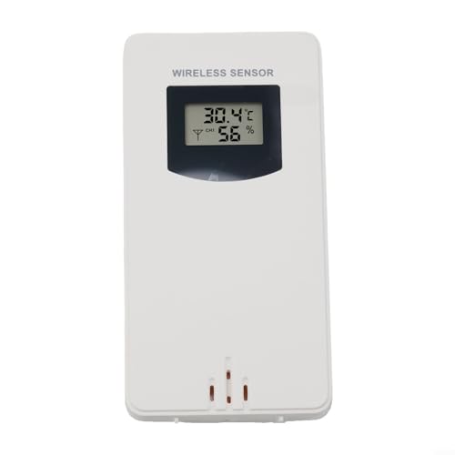 Oniissy Kabelloser Fernbedienungssensor, 1 kabelloser Thermosensor für FanJu Wetterstation 433 92 MHz RF-Sender, Wetterstation, kabelloser Außensensor, Innensender (weiß) von Oniissy