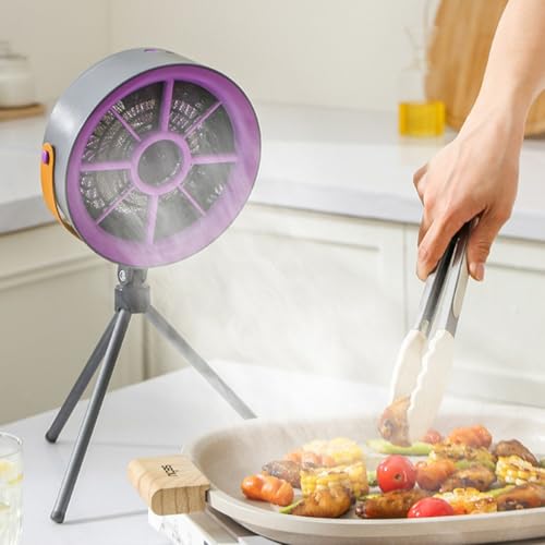Oniissy Mini-Dunstabzugshaube für den Schreibtisch, tragbar, mit 3 Gängen, 2 m³/min, starke Saugkraft, für Zuhause, Küche, Fondue, Hot Pot BBQ [Energieklasse A+] (lila) von Oniissy