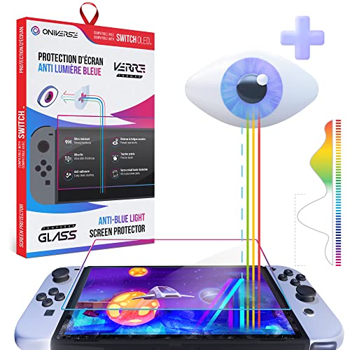 Oniverse Bildschirmschutz Switch OLED - Gehärtetes Glas Anti-Blaulicht kompatibel mit Nintendo Switch - Displayschutzfolie - Widerstandsfähig und kratzfest Oniverse Bildschirmschutz Switch OLED - Gehärtetes Glas Anti-Blaulicht kompatibel mit Nintendo Switch - Displayschutzfolie - Widerstandsfähig und kratzfest von Oniverse
