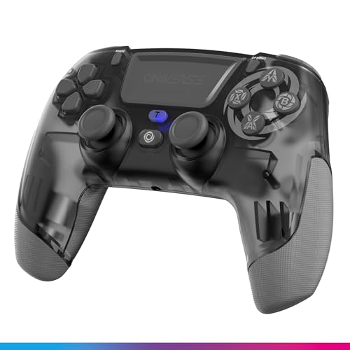 Oniverse Controller für PS4 PS3 PC ANDROID iOS, kabellos, Stereo-Kopfhöreranschluss, einstellbare Vibrationen, Touchpad, Makro-Tasten, Turbo-Modus, Weckfunktion, Revolt (Mercury Grey/Grau) von Oniverse