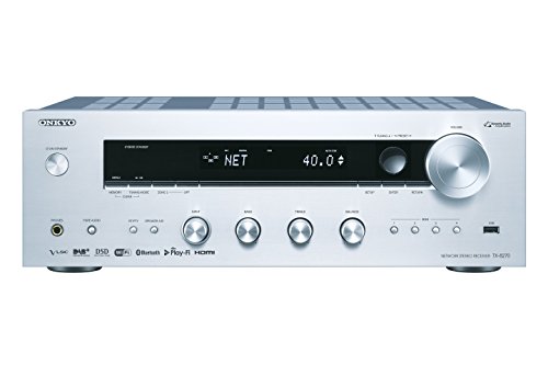 Onkyo TX-8270(S) Stereo Receiver (Bluetooth, WLAN, Musik-Streaming, Spotify, Deezer u.a., Internetradio, Multiroom (FlareConnect), DAB+ und UKW Radio, Stereo-Verstärker mit 160W/Kanal), silber von Onkyo