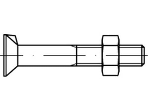 DIN 604 Mu Stahl Senkschrauben mit Nase, mit Sechskantmutter - Abmessung: M16x75 (25 Stück) von Online-Befestigungstechnik