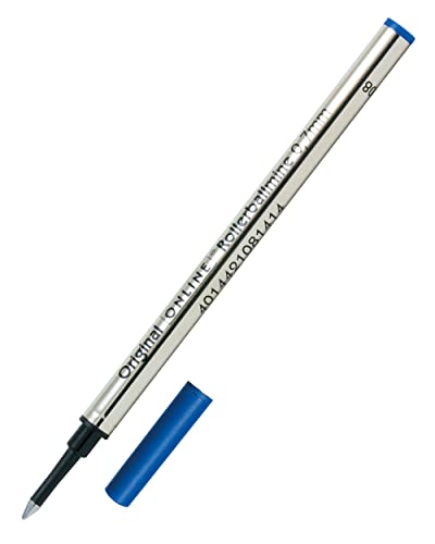 1x Ersatzmine für Tintenroller, Schreibfarbe blau, Strichstärke 0,7 mm, Rollerball-Mine von Online, auch für Faber-Castell, Senator, Schneider, etc., ISO 14145-2, Metallgehäuse, Keramik-Kugel von Online