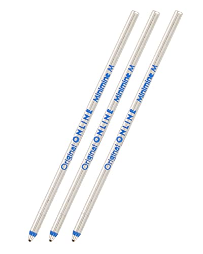 3x Multifunktions-Kugelschreiberminen D1-Format Strichstärke M (mittel) von Online, auch für Lamy, Rotring, Schneider, Cross etc, Internationale Standard Mine, dokumentenecht, Schreibfarbe blau von Online