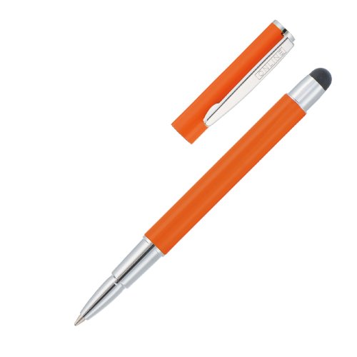 ONLINE 31119/3D - Metall-Kugelschreiber Stylus Pen Orange, mit Großraummine, blauschreibend, mit Stylus Tip für Touchscreens, weiß von Online