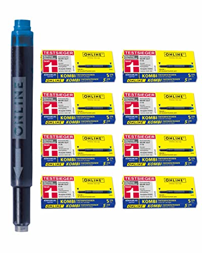 ONLINE 40x kompatible LAMY Patronen blau, auch für Pelikan, Stabilo etc, Universal Tintenpatronen, Füller Patronen, löschbar, für Füllhalter & Tintenroller, Vorteilspack königsblau von Online