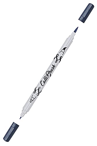 ONLINE Calli.Brush Pen mit Double-Tip, Pinsel- und Kalligraphie-Spitze, Handlettering Brush-Pens in verschiedenen Farben, bunte Bullet-Journal Stifte, Kalligrafie-Stifte, Farbe: Metallic Blue von Online