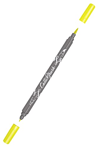 ONLINE Calli.Brush Pen mit Double-Tip, Pinsel- und Kalligraphie-Spitze, Handlettering Brush-Pens in verschiedenen Farben, bunte Bullet-Journal Stifte für Kalligrafie, Aquarell, Farbe: Fluo Yellow von Online