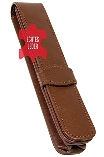 ONLINE Classic Lederetui für einen Stift I Braunes Stifteetui mit Stecklasche für Schreibgeräte aller Marken I Echtleder I Kugelschreiber-Etui, Füller-Etui, Schreib-Etui I 14,5x 2,5x 2,5 cm (LxBxH) von Online