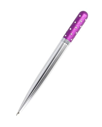 𝗢𝗡𝗟𝗜𝗡𝗘 Crystal Pen Kugelschreiber mit funkelnden Strass-Steinen in Lila, eleganter Stift in Geschenkbox, mit internationale Großraummine, schwarzschreibend, Geschenkidee von Online