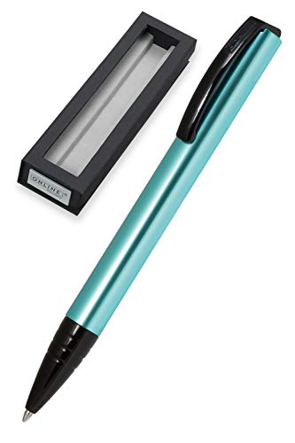 ONLINE Drehkugelschreiber Vision Magic mit internat. Großraummine Strichstärke M (mittel), Schreibfarbe schwarz, aus Aluminium im Metallic-Look, in hochwertiger Geschenkbox | Farbe: Türkis von Online