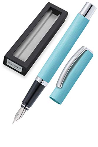 ONLINE Füller Vision Turquoise, Füllhalter mit klarem Design, matt gebürstetes Aluminium, Iridium-Feder EF (extra fein), für Standard-Tintenpatronen und Konverter, Geschenkverpackung | Farbe: türkis von Online