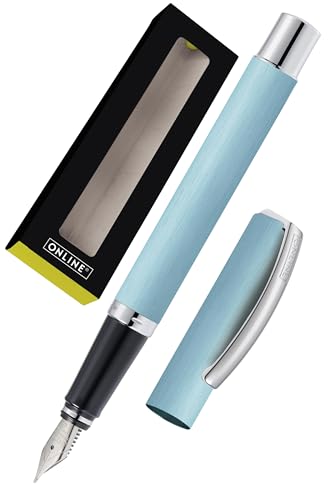ONLINE Füller Vision Türkis I Eleganter Füllfederhalter mit Iridium-Feder medium I Füllhalter aus Aluminium für Standard-Tintenpatronen & Konverter I in Geschenkbox von Online