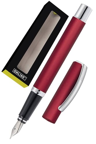 Online Füller Vision Wild Berry I Eleganter Füllfederhalter mit Iridium-Feder medium I Stifte Muttertag I Füllhalter aus Aluminium für Standard-Tintenpatronen & Konverter I in Geschenkbox von Online