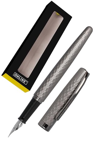 ONLINE Füllhalter Eleganza Diamond Titan I hochwertiger Metall-Füller I Federstärke medium I Metallclip I inkl. Tintenpatrone Schreibfarbe Blau I für Standard-Patronen I in Geschenkverpackung ONLINE Füllhalter Eleganza Diamond Titan I hochwertiger Metall-Füller I Federstärke medium I Metallclip I inkl. Tintenpatrone Schreibfarbe Blau I für Standard-Patronen I in Geschenkverpackung von Online