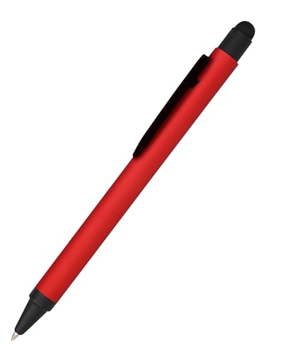 ONLINE Kugelschreiber Alu Stylus Rot, Druckkugelschreiber aus Aluminium, auswechselbare Großraum-Mine, Schreibfarbe schwarz, mit Softtouch Feeling, Stift mit Touchpen, 1 Stück von Online