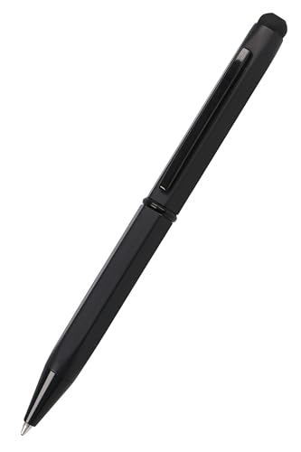 𝗢𝗡𝗟𝗜𝗡𝗘 Kugelschreiber Hexagon Stylus Schwarz, sechseckiger Kugelschreiber aus Aluminium, auswechselbare D1-Mine, Schreibfarbe blau, Stift mit Touchpen, 1 Stück von Online