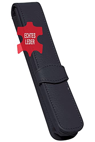 ONLINE Lederetui Schwarz für einen Stift, Kugelschreiber-Etui, für Schreibgeräte aller Marken, Echtleder, Geschenkidee Füller Leder-Etui, Maße: (LxBxH) 14,5 x 2,5 x 2,5 cm von Online