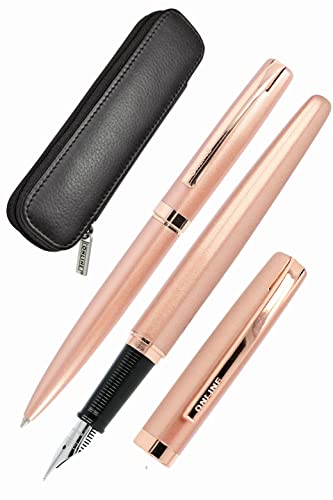 ONLINE Schreib-Set Eleganza Rosegold, enthält Kugelschreiber, Füllhalter, Echt-Lederetui, 3-teilig I in hochwertiger Geschenkbox, Füller für Standardpatronen, Kulli mit Großraummine G2 ONLINE Schreib-Set Eleganza Rosegold, enthält Kugelschreiber, Füllhalter, Echt-Lederetui, 3-teilig I in hochwertiger Geschenkbox, Füller für Standardpatronen, Kulli mit Großraummine G2 von Online