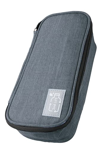 Online 2nd Life großes Federmäppchen/Schlamper Mäppchen Grau, Material aus recyceltem PET für eine saubere Umwelt, Schlamperbox mit Reißverschluss für Mädchen & Jungen von Online