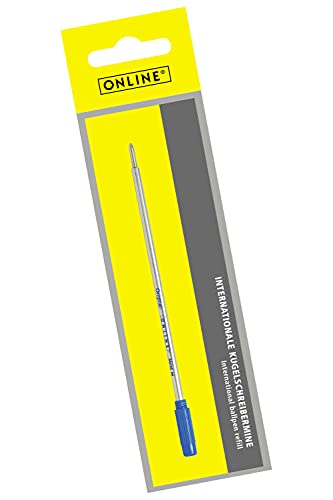 Online 40009/3 - Internationale Kugelschreibermine - Cross Format, Strichstärke M (mittel), Schreibfarbe Blau, ISO 12757-2 DOC, 1 Stück von Online