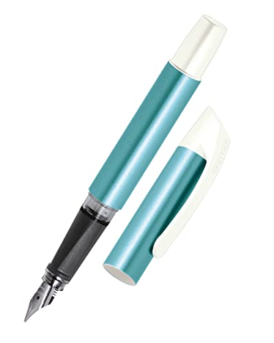 Online Campus Colour Line | Schönschreib-Füller für Rechtshänder | ergonomisches Softtouch Griffstück | Standard-Tintenpatronen | Kalligrafie-Feder 0,8 mm, Farbe türkis, 1 Stück (1er Pack) von Online