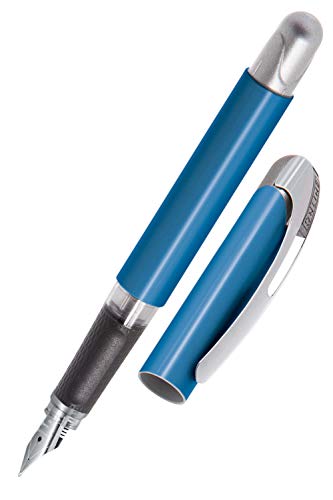 Online Füller College Blue, Tinten-Füller für Rechtshänder, ergonomisches Griffstück, hochwertige Iridium-Feder medium, Standard-Tintenpatronen, inkl. Kombipatrone blau, Allergiker geeignet von Online