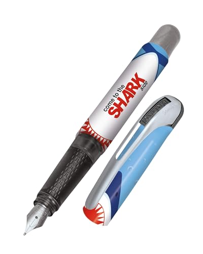 Online Füller College Shark mit M-Feder I Füller Grundschule mit coolem Hai-Design & Clip I Allergikerfreundlich, leicht & ergonomisch I Füllhalter inkl. blauer Tintenpatrone I Made in Germany von Online