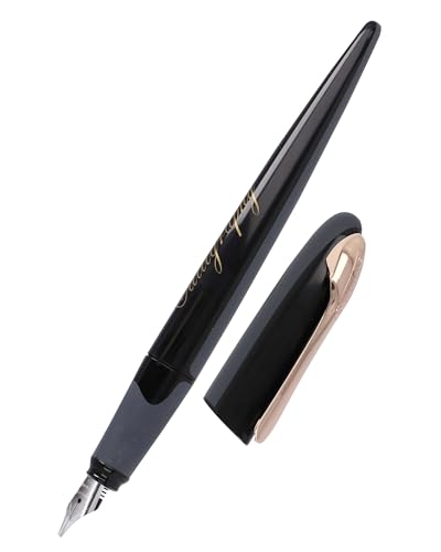 Online Kalligrafie-Füller, Schönschreibfüller Air Schwarz-Rosegold, breite Kalligraphie-Feder in Strichstärke 1,4 mm, für Standard-Tintenpatronen oder Konverter, inkl. Kombipatrone blau von Online