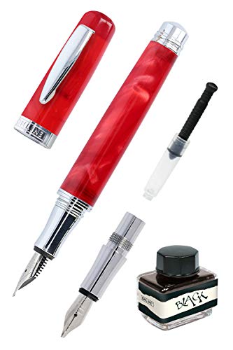 Online Kalligrafie-Set Bohemian Art Rot I Füller aus Kunstharz und Acryl I austauschbare Schönschreib-Federn M (medium) & 1,4 mm I inkl. Tintenkonverter und Tintenfass schwarz I in Geschenkbox, 44040 von Online
