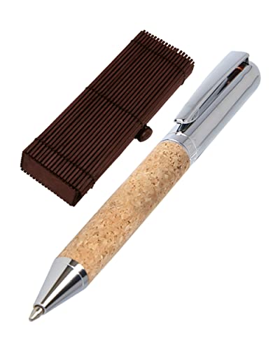 Online Kugelschreiber Cork, Kuli mit natürlicher Kork-Veredelung, inklusive Großraummine blau, dokumentenecht, in Geschenkbox aus Holz, 1 Stück (1er Pack) von Online