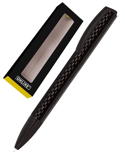 Online Kugelschreiber Vision Carbon I Drehkugelschreiber mit Standard Großraummine in Strichstärke medium, Schreibfarbe Schwarz I Eleganter Kuli aus Aluminium in Geschenkbox von Online
