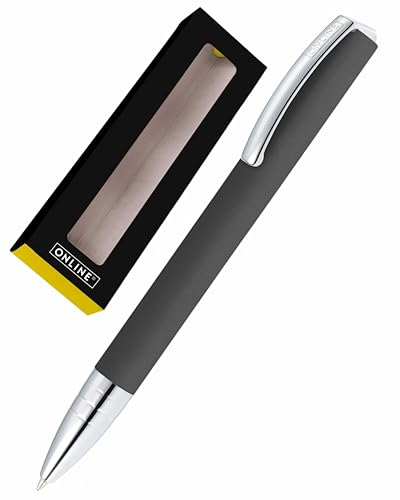 ONLINE Kugelschreiber Vision Grau I Drehkugelschreiber mit Standard Großraummine in Strichstärke medium, Schreibfarbe Schwarz I Eleganter Kuli aus Aluminium in Geschenkbox ONLINE Kugelschreiber Vision Grau I Drehkugelschreiber mit Standard Großraummine in Strichstärke medium, Schreibfarbe Schwarz I Eleganter Kuli aus Aluminium in Geschenkbox von Online