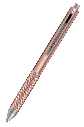 Online Multipen 4-in-1 | Kugelschreiber & Bleistift | Multifunktionsstift Metall I vier Minen | 3 Kugelschreiber-Minen in blau, schwarz und rot, Druckbleistift-Mine | inkl. Radiergummi, Farbe rosegold von Online