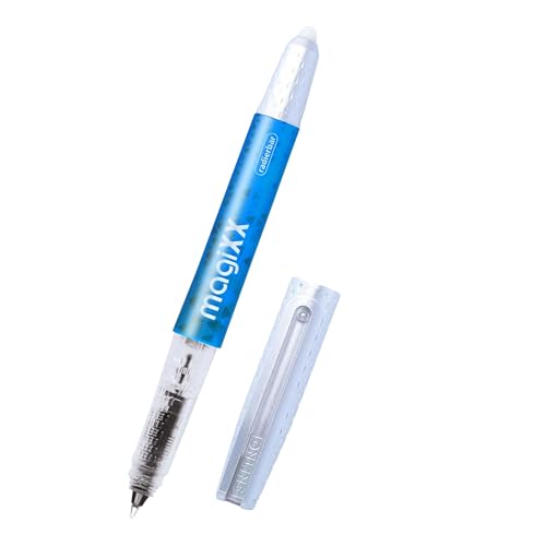 Online magiXX radierbarer Tintenroller Blau mit Tintenpatrone I Rollerball mit 0,7mm Strichstärke I inkl. 1x Patrone blau I radierbarer Stift für Schule, Uni und Büro I thermosensitive Tinte von Online