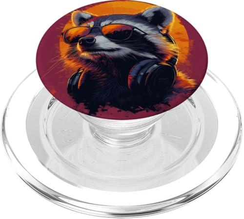 Lustige Retro-Waschbär-Rock-Musik-Geschenkidee für Männer Frauen Kinder PopSockets PopGrip für MagSafe Lustige Retro-Waschbär-Rock-Musik-Geschenkidee für Männer Frauen Kinder PopSockets PopGrip für MagSafe von OnlineGNRLSTORE