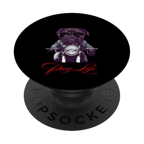 Mops Pugtato Hund Motorrad Biker Lustige Mode Geschenkidee PopSockets Klebender PopGrip von OnlineGNRLSTORE
