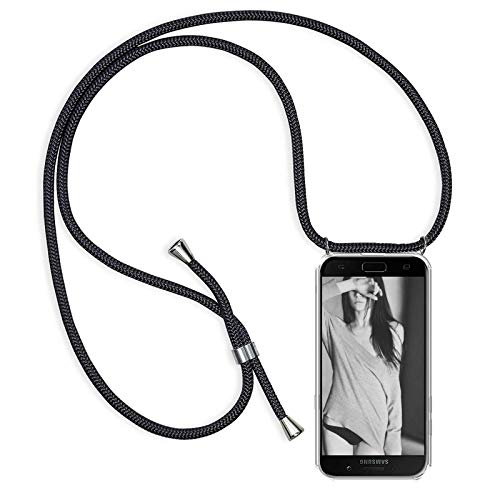 Hülle für Samsung Galaxy A12 Necklace Hülle mit Kordel zum Umhängen Silikon Handy Schutzhülle mit Band - Schnur mit Case zum umhängen Handyhülle - schwarz von OnlyCase Store