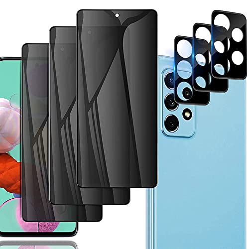 OnlyCase Store Hartglas für Samsung Galaxy A52 / A52s 5G, Anti-Spy Privatsphäre, 3D-Abdeckung, 9H, sehr widerstandsfähig, Privatbildschirm und Rückseitenschutz (3 + 3 Stück) von OnlyCase Store