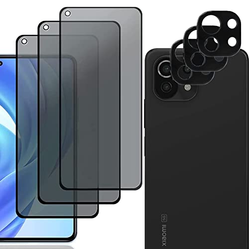 OnlyCase Store Hartglas für Xiaomi Mi 11 Lite 5G / NE, Anti-Spion, Anti-Spy, Privatsphäre, 3D-Abdeckung, 9H, ultra-strapazierfähig, privater Displayschutz und Rückkamera (3 + 3) von OnlyCase Store