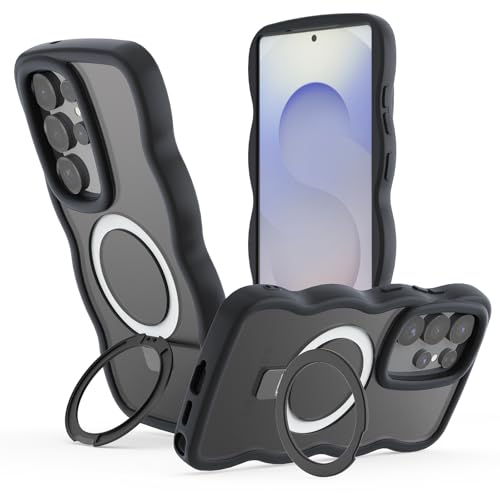 Hülle für Samsung Galaxy S25 Ultra mit Ständer, Magnetischer Handyhülle mit Standring Wellen Lockige Form Transluzente Matt Rückseite Schutzhülle Kompatibel mit Magsafe, schwarz Hülle für Samsung Galaxy S25 Ultra mit Ständer, Magnetischer Handyhülle mit Standring Wellen Lockige Form Transluzente Matt Rückseite Schutzhülle Kompatibel mit Magsafe, schwarz von OnlyShield