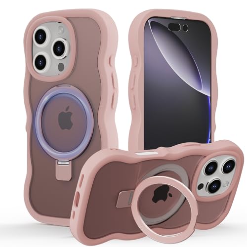 OnlyShield Hülle für iPhone 16 Pro Max mit Ständer, Magnetischer Handyhülle mit Standring Wellen Lockige Form Transluzente Matt Rückseite Schutzhülle Kompatibel mit Magsafe, pink OnlyShield Hülle für iPhone 16 Pro Max mit Ständer, Magnetischer Handyhülle mit Standring Wellen Lockige Form Transluzente Matt Rückseite Schutzhülle Kompatibel mit Magsafe, pink von OnlyShield