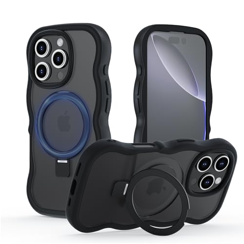 OnlyShield Hülle für iPhone 16 Pro Max mit Ständer, Magnetischer Handyhülle mit Standring Wellen Lockige Form Transluzente Matt Rückseite Schutzhülle Kompatibel mit Magsafe, schwarz OnlyShield Hülle für iPhone 16 Pro Max mit Ständer, Magnetischer Handyhülle mit Standring Wellen Lockige Form Transluzente Matt Rückseite Schutzhülle Kompatibel mit Magsafe, schwarz von OnlyShield